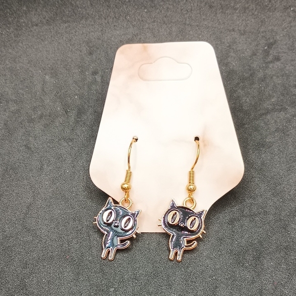 Cute Black Cat Earrings - Picture 1 of 2